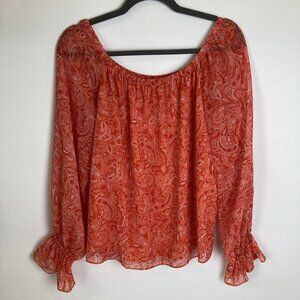 Ramy Brooke Printed Sicily Paisley Boho Top Size Small Balloon Sleeves